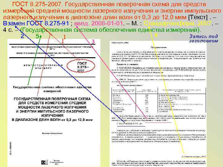  ГОСТ 8. 275 -2007. Государственная поверочная схема для средств измерений средней мощности лазерного