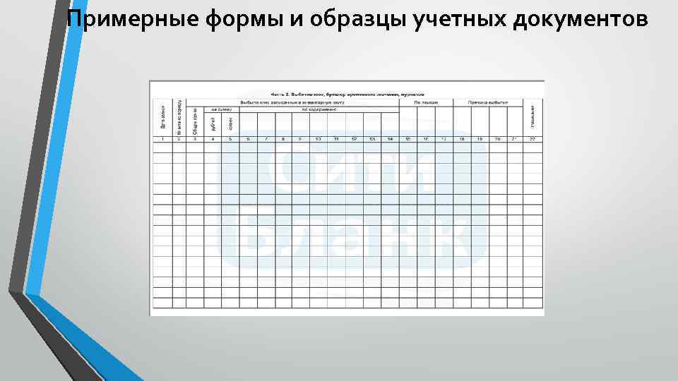 Примерные формы и образцы учетных документов 