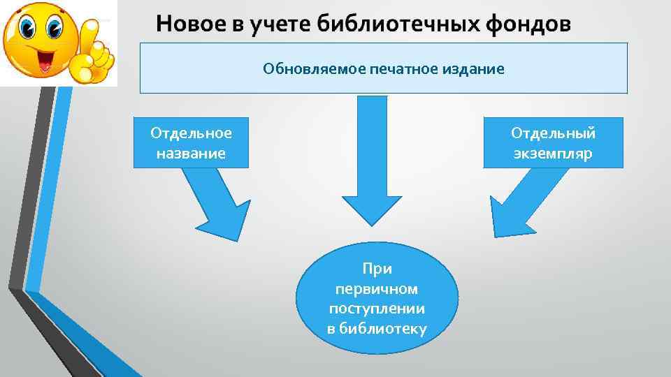 Обновляемое печатное издание Отдельное название Отдельный экземпляр При первичном поступлении в библиотеку 