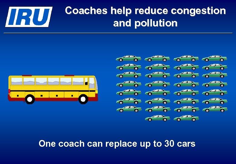 Coaches help reduce congestion and pollution One coach can replace up to 30 cars