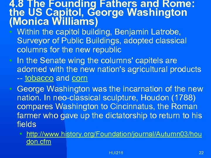 4. 8 The Founding Fathers and Rome: the US Capitol, George Washington (Monica Williams)