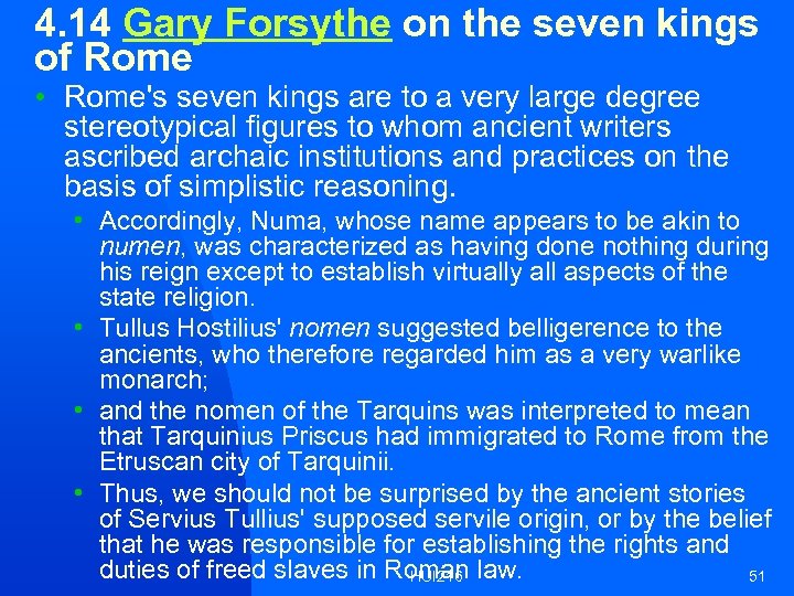 4. 14 Gary Forsythe on the seven kings of Rome • Rome's seven kings