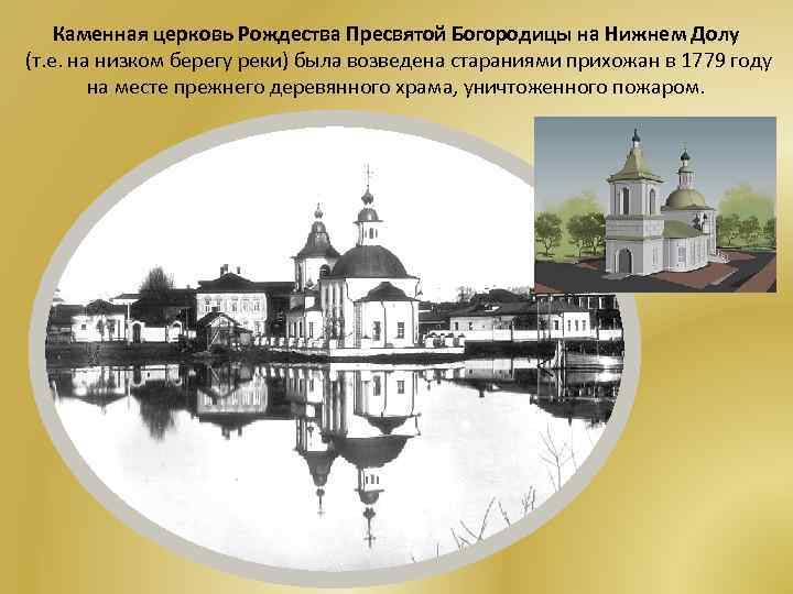Каменная церковь Рождества Пресвятой Богородицы на Нижнем Долу (т. е. на низком берегу реки)