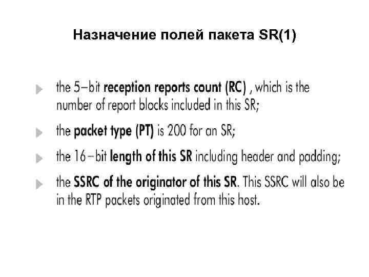 Назначение полей пакета SR(1) 