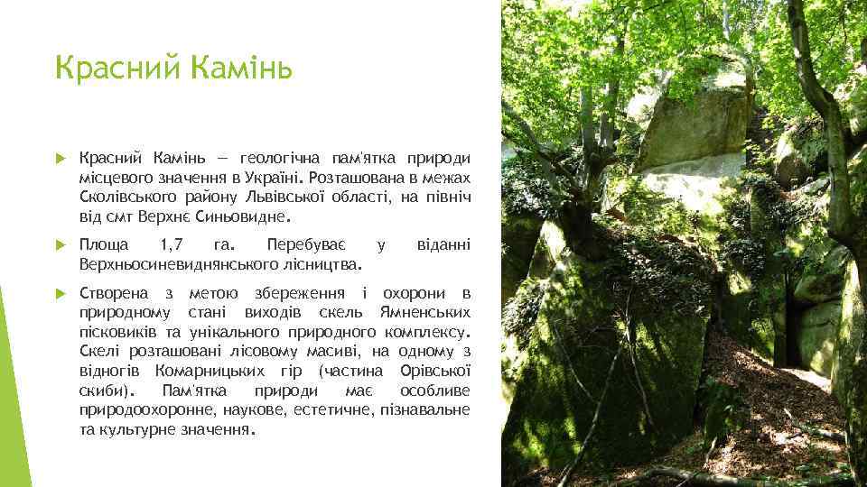 Красний Камінь — геологічна пам'ятка природи місцевого значення в Україні. Розташована в межах Сколівського