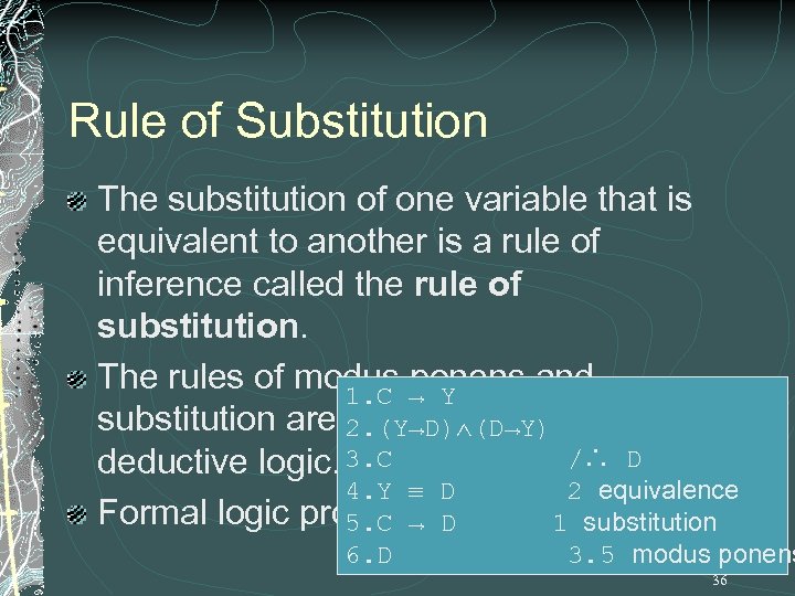 Rule of Substitution The substitution of one variable that is equivalent to another is