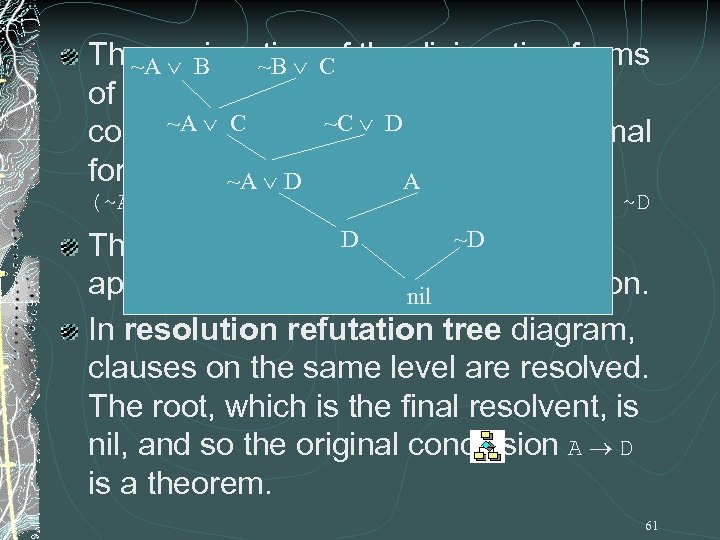 The conjunction C the disjunctive forms ~A B ~B of of the premises and