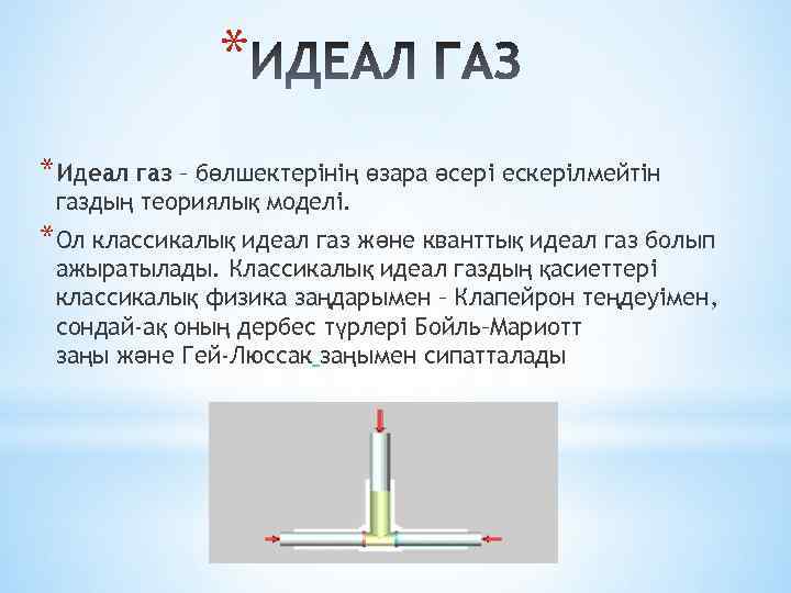 * *Идеал газ – бөлшектерінің өзара әсері ескерілмейтін газдың теориялық моделі. *Ол классикалық идеал