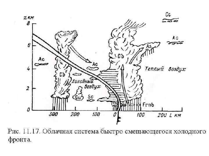 Облачная система холодного фронта. Система облаков теплого фронта. Основная облачная система теплого фронта. Облачные системы атмосферных фронтов.