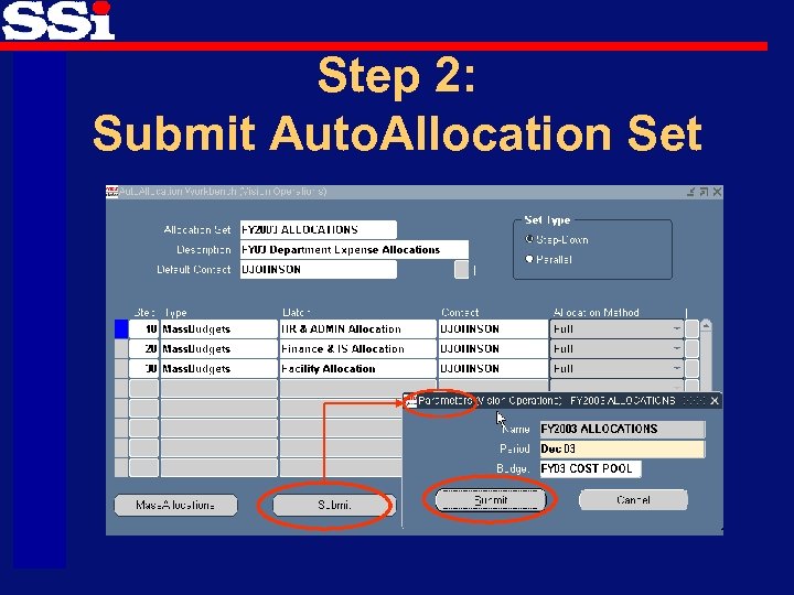 Step 2: Submit Auto. Allocation Set 