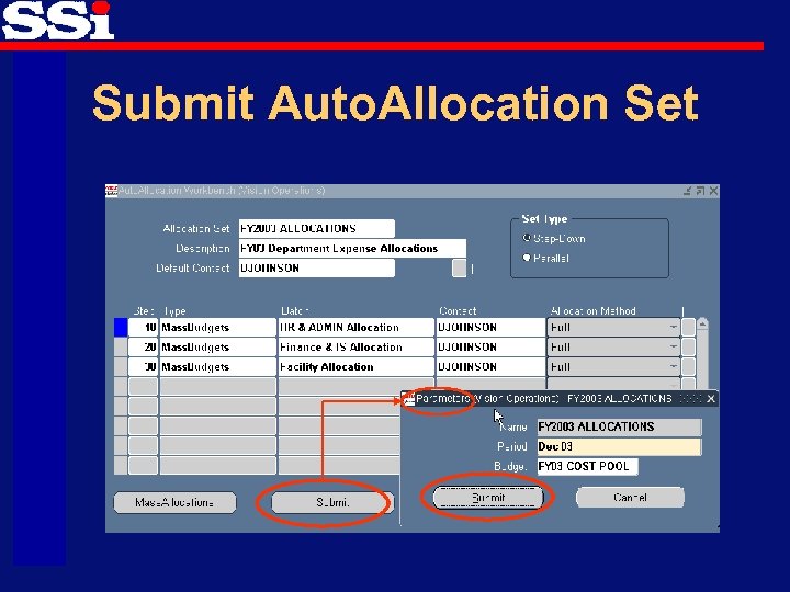 Submit Auto. Allocation Set 