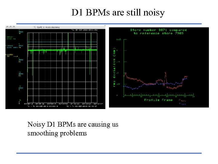 D 1 BPMs are still noisy Noisy D 1 BPMs are causing us smoothing