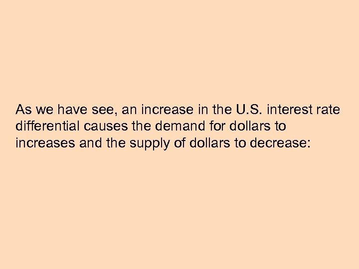 As we have see, an increase in the U. S. interest rate differential causes