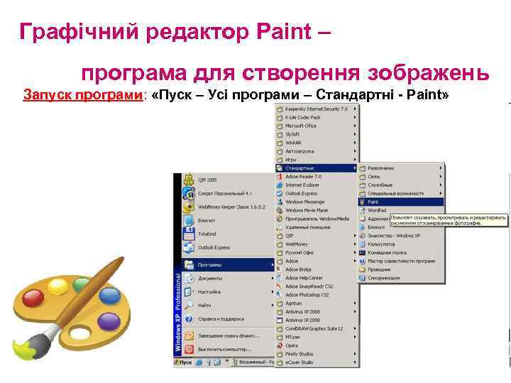 Графічний редактор Paint – програма для створення зображень Запуск програми: «Пуск – Усі програми