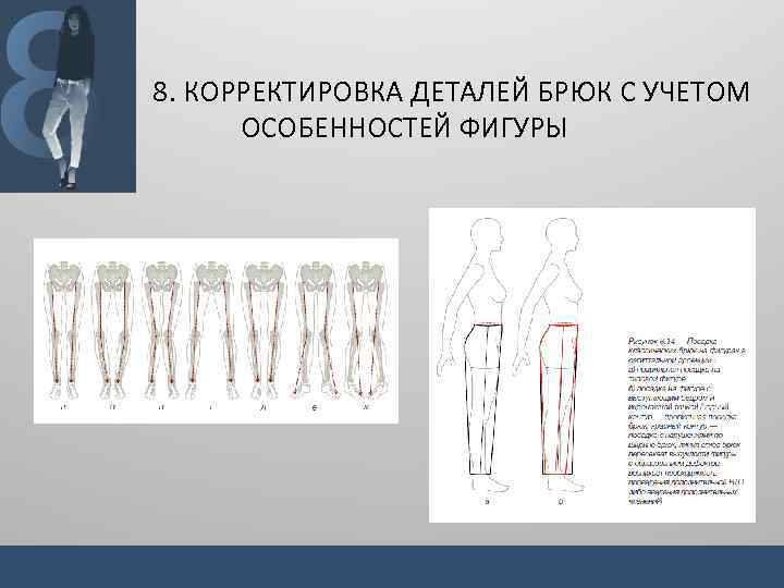 8. КОРРЕКТИРОВКА ДЕТАЛЕЙ БРЮК С УЧЕТОМ ОСОБЕННОСТЕЙ ФИГУРЫ 