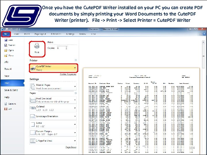 Once you have the Cute. PDF Writer installed on your PC you can create