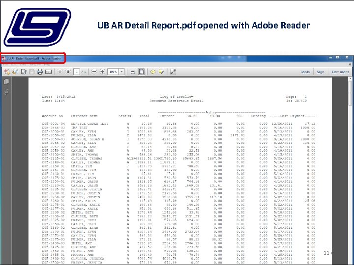UB AR Detail Report. pdf opened with Adobe Reader 117 