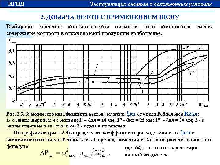 ИГНД Эксплуатация скважин в осложненных условиях 2. ДОБЫЧА НЕФТИ С ПРИМЕНЕНИЕМ ШСНУ Выбирают значение