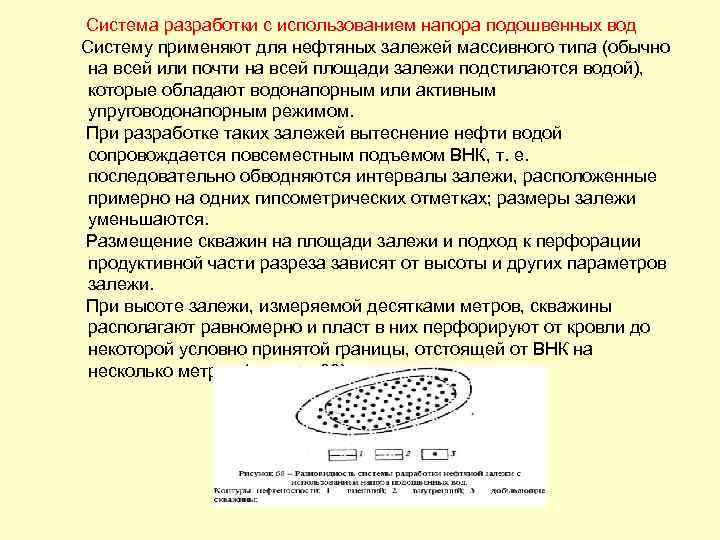  Система разработки с использованием напора подошвенных вод Систему применяют для нефтяных залежей массивного