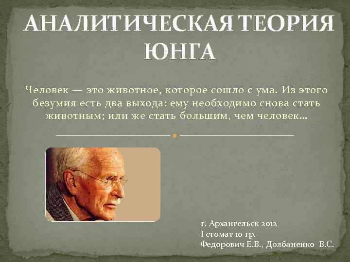 Юнг теория личности презентация