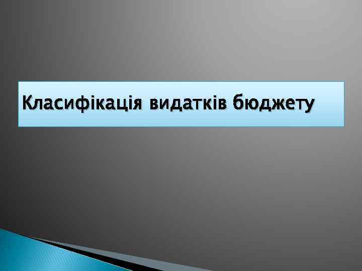 Класифікація видатків бюджету 