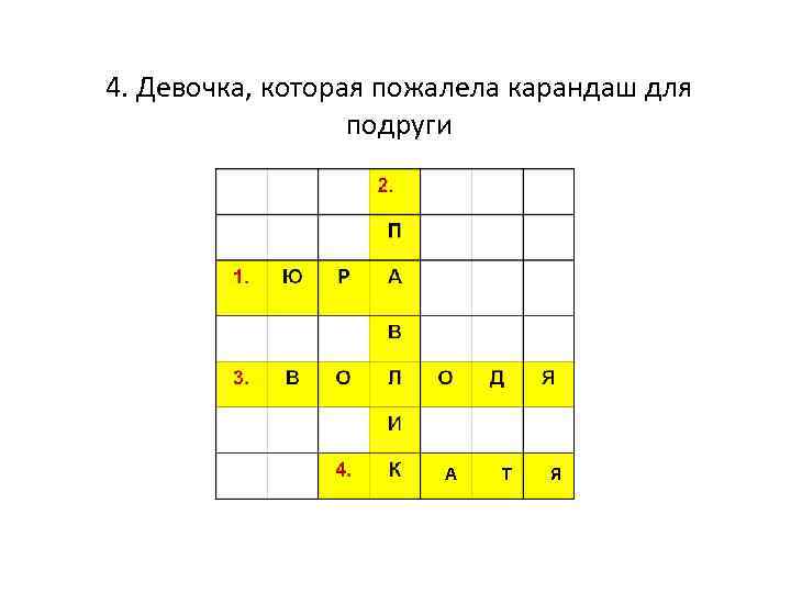 4. Девочка, которая пожалела карандаш для подруги А Т Я 