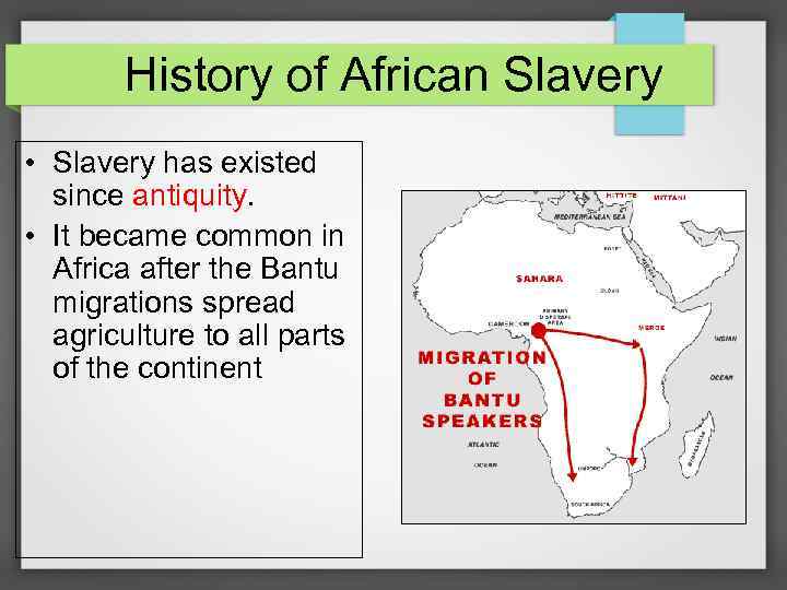 History of African Slavery Slavery has existed