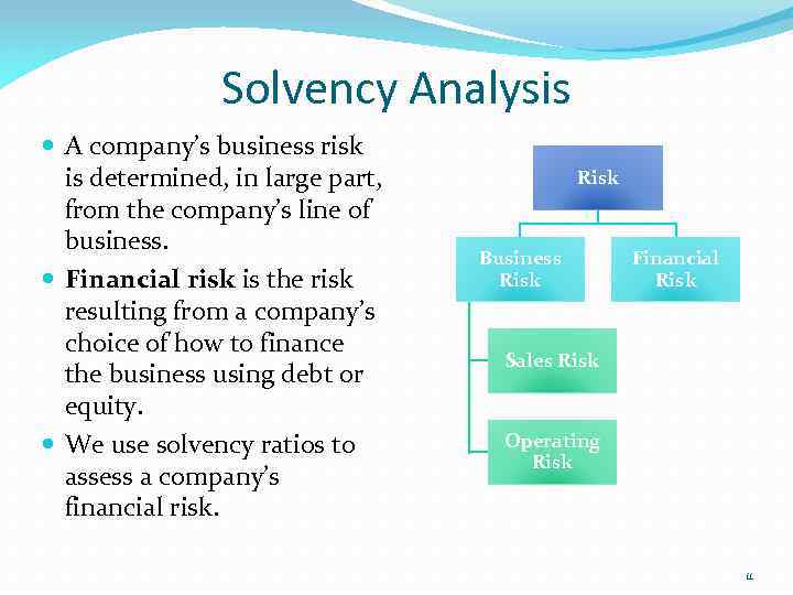 Solvency Analysis A company’s business risk is determined, in large part, from the company’s