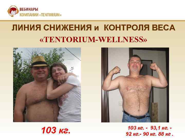 ЛИНИЯ СНИЖЕНИЯ и КОНТРОЛЯ ВЕСА «TENTORIUM-WELLNESS» 103 кг. - 93, 1 кг. 92 кг.