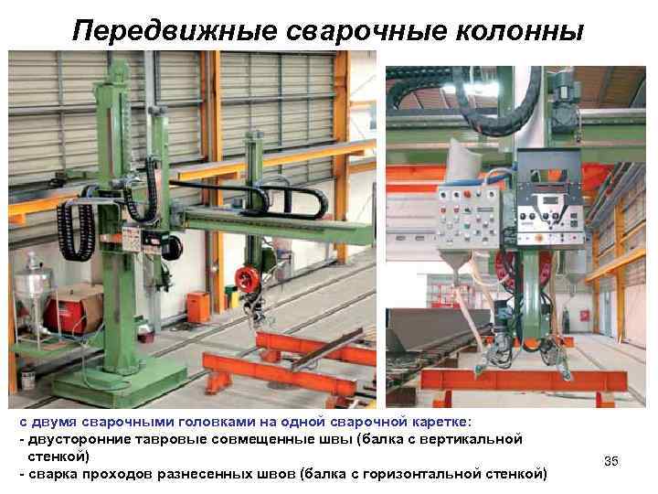 Передвижные сварочные колонны с двумя сварочными головками на одной сварочной каретке: - двусторонние тавровые
