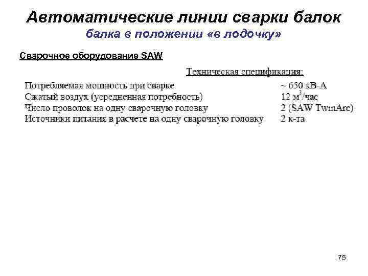Автоматические линии сварки балок балка в положении «в лодочку» Сварочное оборудование SAW 75 