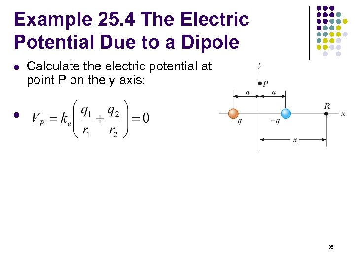 Example 25. 4 The Electric Potential Due to a Dipole l Calculate the electric