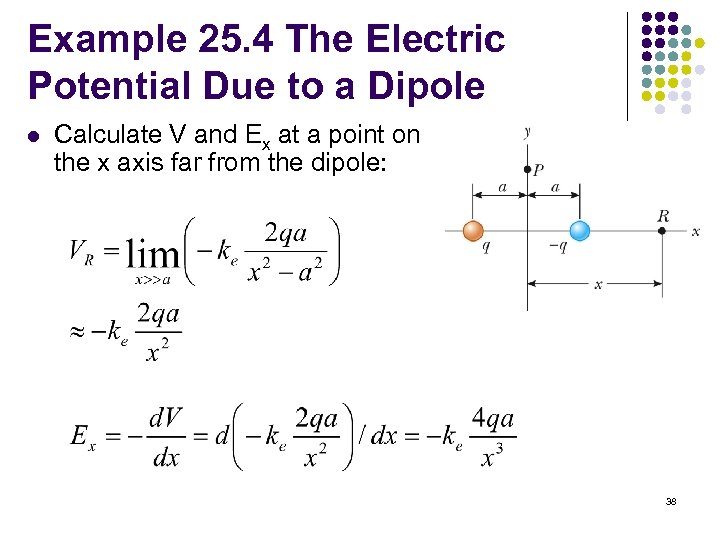 Example 25. 4 The Electric Potential Due to a Dipole l Calculate V and