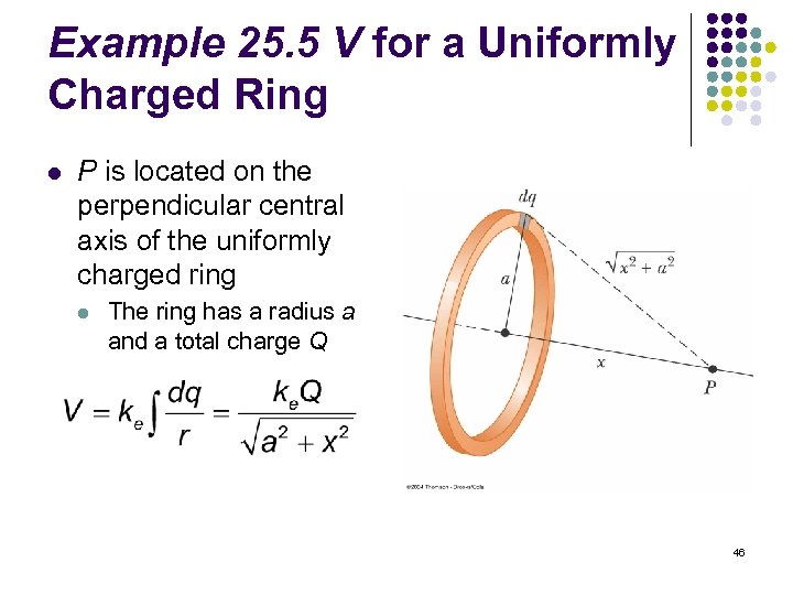 Example 25. 5 V for a Uniformly Charged Ring l P is located on