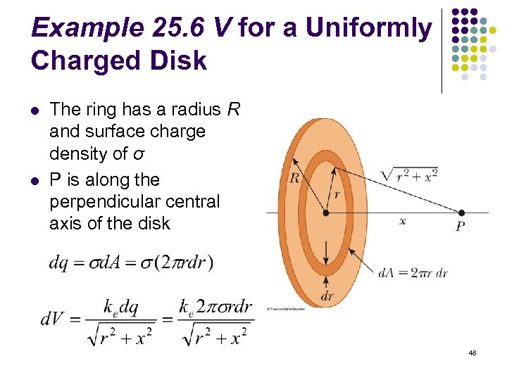 Example 25. 6 V for a Uniformly Charged Disk l l The ring has