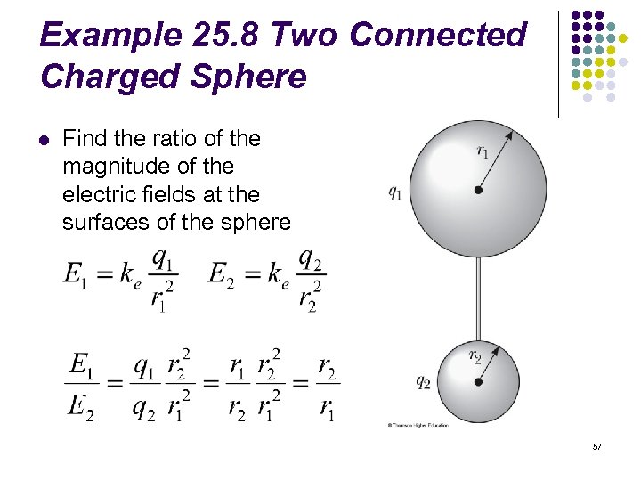 Example 25. 8 Two Connected Charged Sphere l Find the ratio of the magnitude