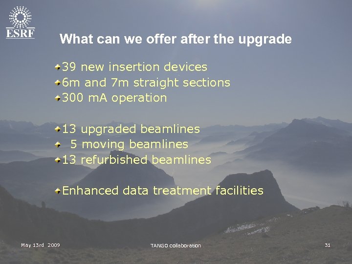 What can we offer after the upgrade 39 new insertion devices 6 m and