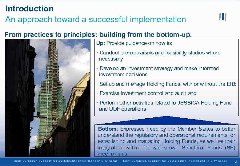 Introduction An approach toward a successful implementation From practices to principles: building from the