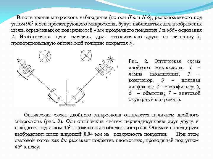  В поле зрения микроскопа наблюдения (по оси II а и II 6), расположенного