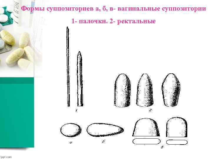 По рисунку определите вид суппозитории и форму