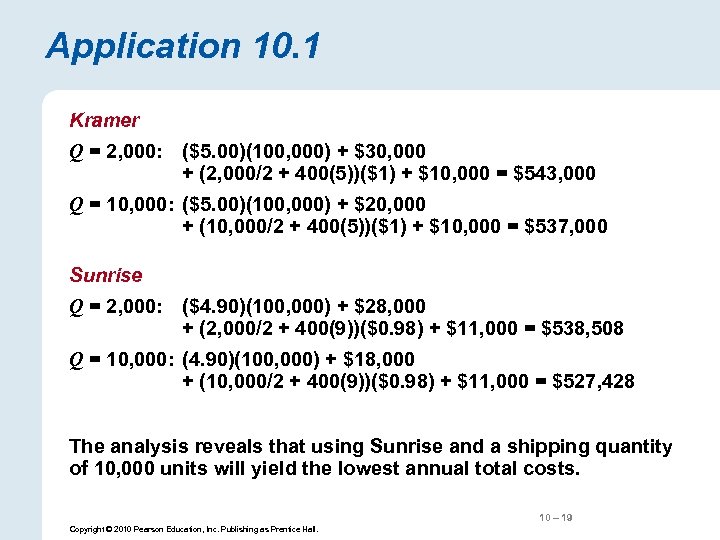 Application 10. 1 Kramer Q = 2, 000: ($5. 00)(100, 000) + $30, 000