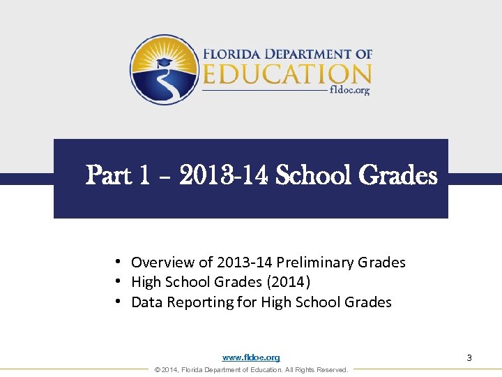 Part 1 – 2013 -14 School Grades • Overview of 2013 -14 Preliminary Grades