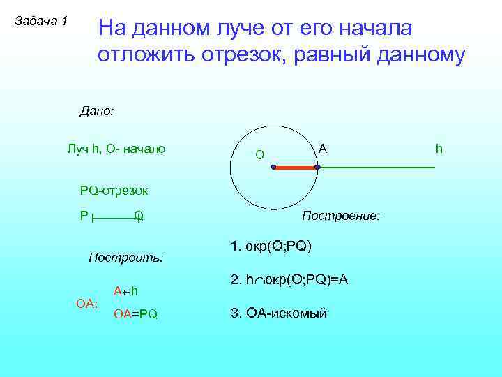 Отложить от данного луча угол равный данному