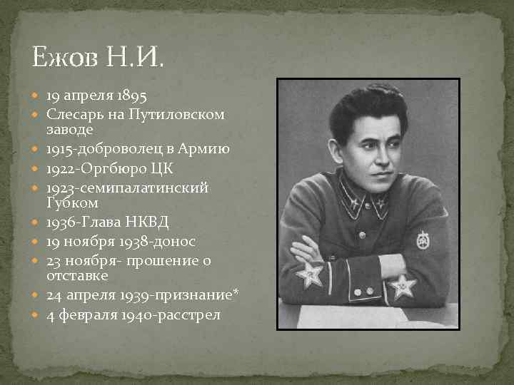 Ежов Н. И. 19 апреля 1895 Слесарь на Путиловском заводе 1915 -доброволец в Армию