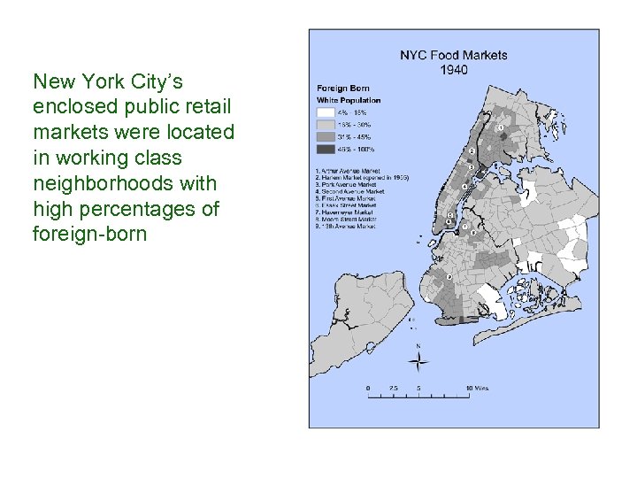 New York City’s enclosed public retail markets were located in working class neighborhoods with