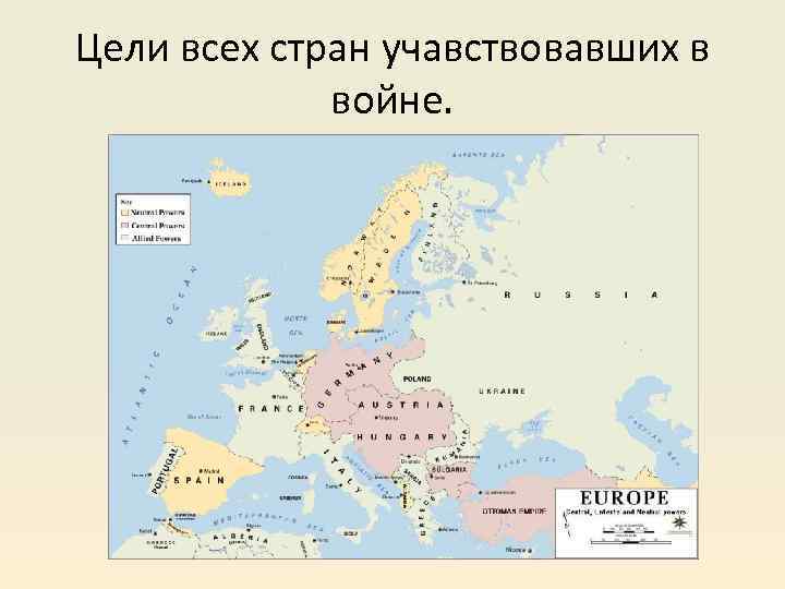 Цели всех стран учавствовавших в войне. 