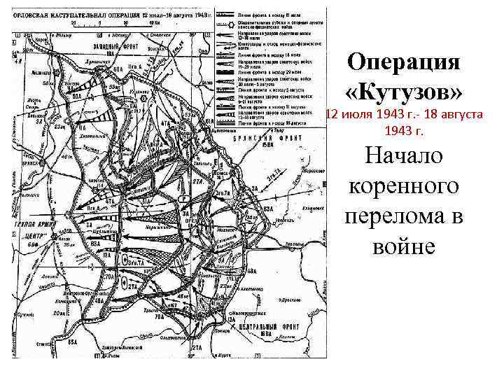 Операция «Кутузов» 12 июля 1943 г. - 18 августа 1943 г. Начало коренного перелома