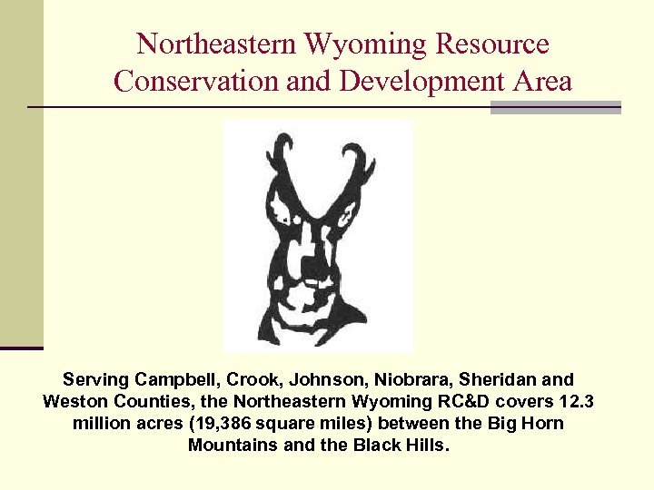 Northeastern Wyoming Resource Conservation and Development Area Serving Campbell, Crook, Johnson, Niobrara, Sheridan and