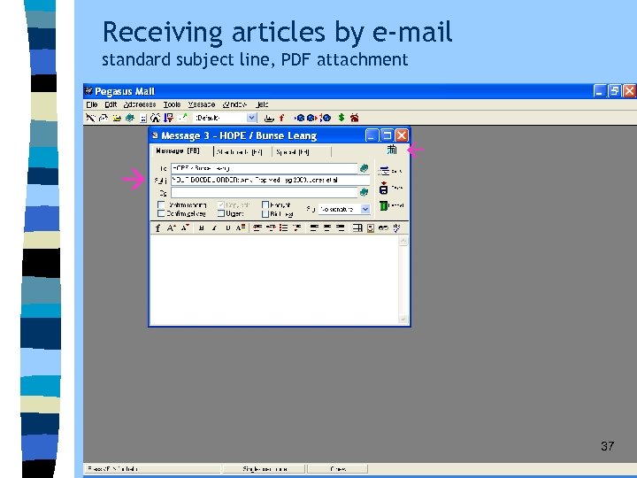 Receiving articles by e-mail standard subject line, PDF attachment 37 