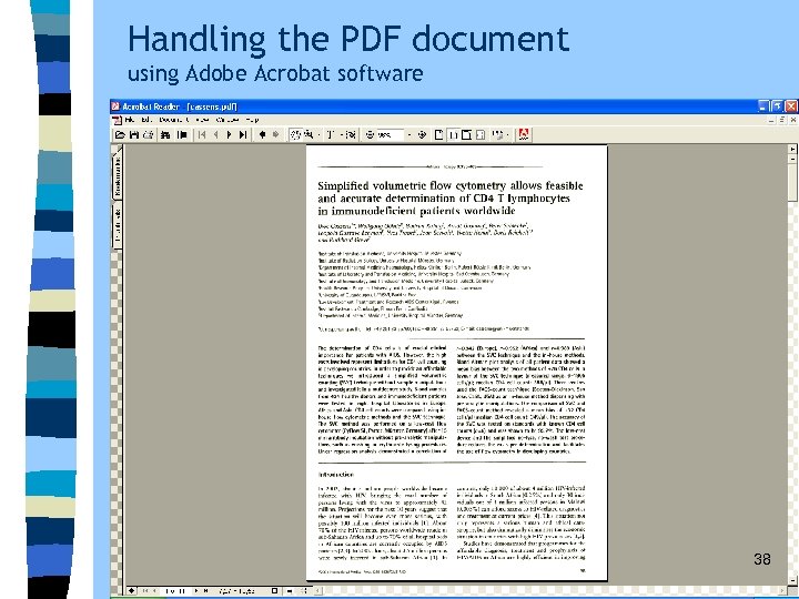 Handling the PDF document using Adobe Acrobat software 38 